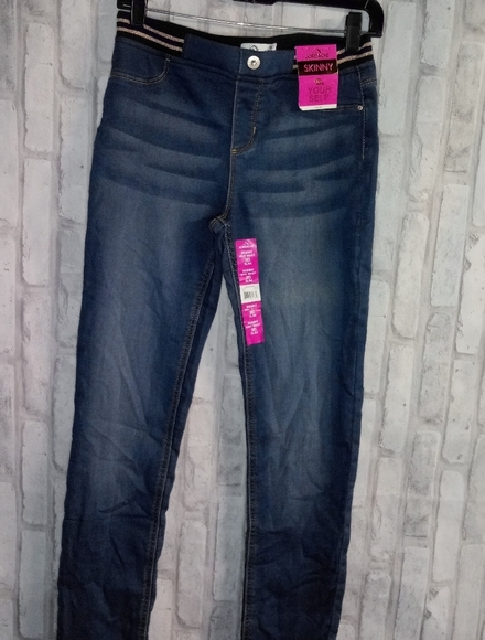 Jordache blue Skinny Jeans with gold stripes elastic waistband - Picture 6 of 11